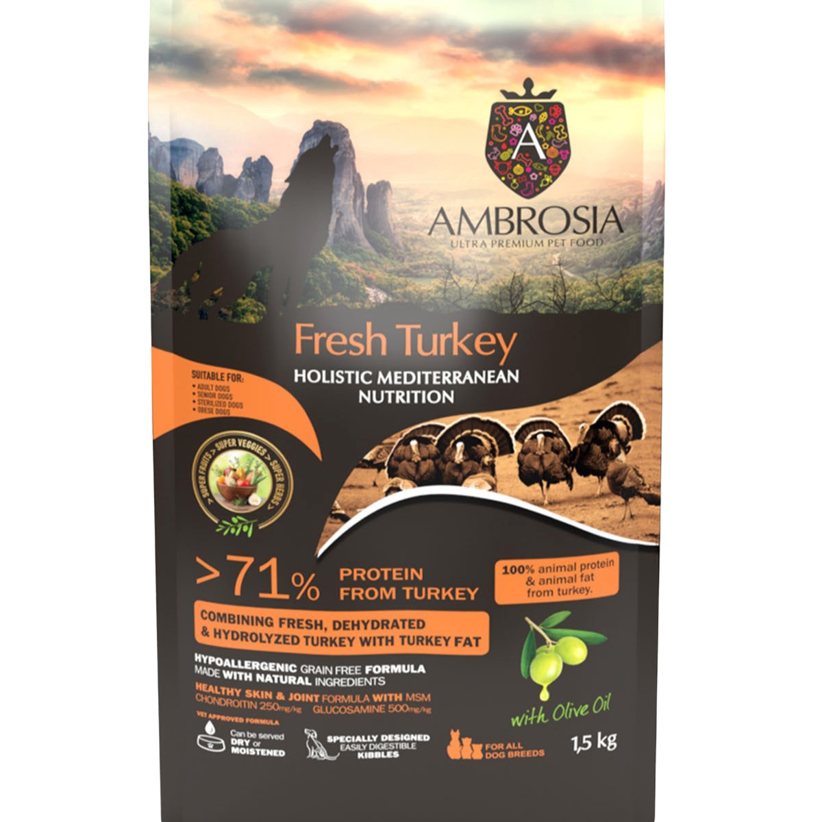 AMBROSIA Dog HMNターキー　5kg