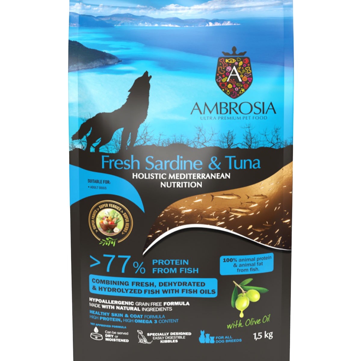 AMBROSIA Dog HMNサーディン＆ツナ　1.5kg